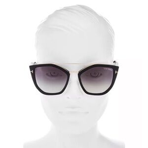 Tom Ford Women’s Dahlia Geometric Black and Gold 55 mm Sunglasses/Case